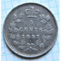 1897 Canada Silver 5 Cents Coin