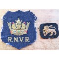 VINTAGE ROYAL NAVY VOLUNTEER RESERVE WIRE BULLION PATCHES