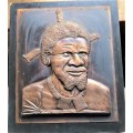 Large King Mswati Copper Plaque - 360mm x 420mm Mounted on Board