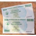 Zimbabwe $500 000 Bearer Cheque note - Close Numbers