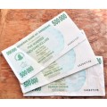 3 x Zimbabwe $500 000 Bearer Cheque notes - Consecutive Numbers