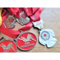 6 x Judo medals with ribbons - All for 1 Bid