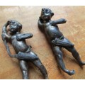 Pair of Vintage detailed Cherubs/Cupids - Metal Pewter