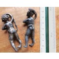 Pair of Vintage detailed Cherubs/Cupids - Metal Pewter