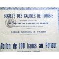 Tunisian Share certificate , French Colonial , 1906