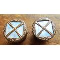 Vintage Ornate Screw Type Mother of Pearl Cuff Links