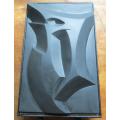 Abstract Black Stone relief Sculpture signed on stand - 1967