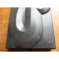 Abstract Black Stone relief Sculpture signed in metal frame - 1967