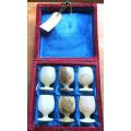 6 x Vintage Afghan Carved Stone Jade Marble Goblets in Original Box