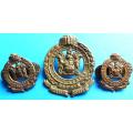 South African railways Police Cap Badge + 2 Collar Badges Set