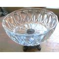 Beautiful Glass Pedestal Fruit Bowl with Cast Metal Base
