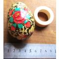 Vintage Hand Painted Wood Egg on Display ring