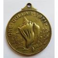 1971 One Dollar Bahama Islands Large Pendant Medallion