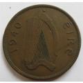 1940 Ireland Half Penny 1/2d Low Mintage