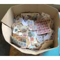 Massive SA/Africa/World Stamps on Paper - In Paper Box - ruler just to show size