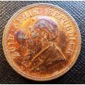 1892 ZAR Penny 1d- probably cleaned - great details