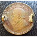 1898 ZAR Penny 1d - Coin Art / Brooch