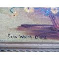 Original Celia Walsh Diehl Painting in Ornate Wooden Frame
