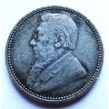 1893 ZAR Sixpence 6d Silver Coin