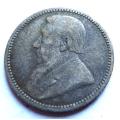 1893 ZAR Sixpence 6d Silver Coin