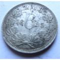 1895 ZAR Sixpence 6d Silver Coin