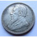 1895 ZAR Sixpence 6d Silver Coin