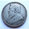 1896 ZAR Sixpence 6d Silver Coin