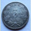 1895 ZAR 3d Silver Coin