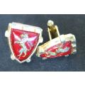 Red Rampant Lion Fancy Cufflinks pair