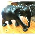Vintage Leather Elephant Sculpture - Quality & Good Condition 500mm(h) x 650mm(l) x 240mm(w)