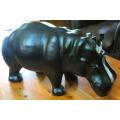 Vintage Leather Hippo Sculpture - Quality & Good Condition 320mm(h) x 550mm(l) x 260mm(w)