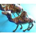 3 x Ornate Brass Coloured Enamelled Camels - 1 Bid for the Set