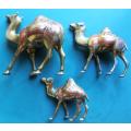 3 x Ornate Brass Coloured Enamelled Camels - 1 Bid for the Set