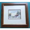 Original Marilyn Wason Framed & Glass Water Colour painting