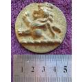 Large Unknown Rampant Lion  Medallion/Pendant - damaged