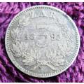 1895 ZAR 3d Silver Coin
