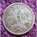 1894 ZAR 6d Sixpence - .925 Silver Coin