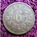 1894 ZAR 6d Sixpence - .925 Silver Coin