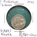 1925 Australia SILVER Sixpence 6d