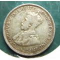 1925 Australia SILVER Sixpence 6d