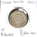 1943 British India Half Rupee SILVER