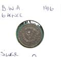 1916 British West Africa Sixpence SILVER