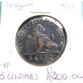 1851 Belgium 5 Centimes