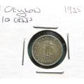 1925 Ceylon SILVER 10 Cents