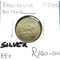 1937 East Africa 50 Cents SILVER