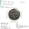 1913 East Africa SILVER 25 Cents