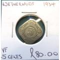 1934 Netherlands 5 Cent
