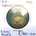 1933 New Zealand SILVER Sixpence 6d