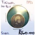 1893 Portugal SILVER 100 Reis