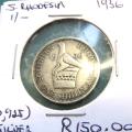 1936 Southern Rhodesia SILVER 1 Shilling